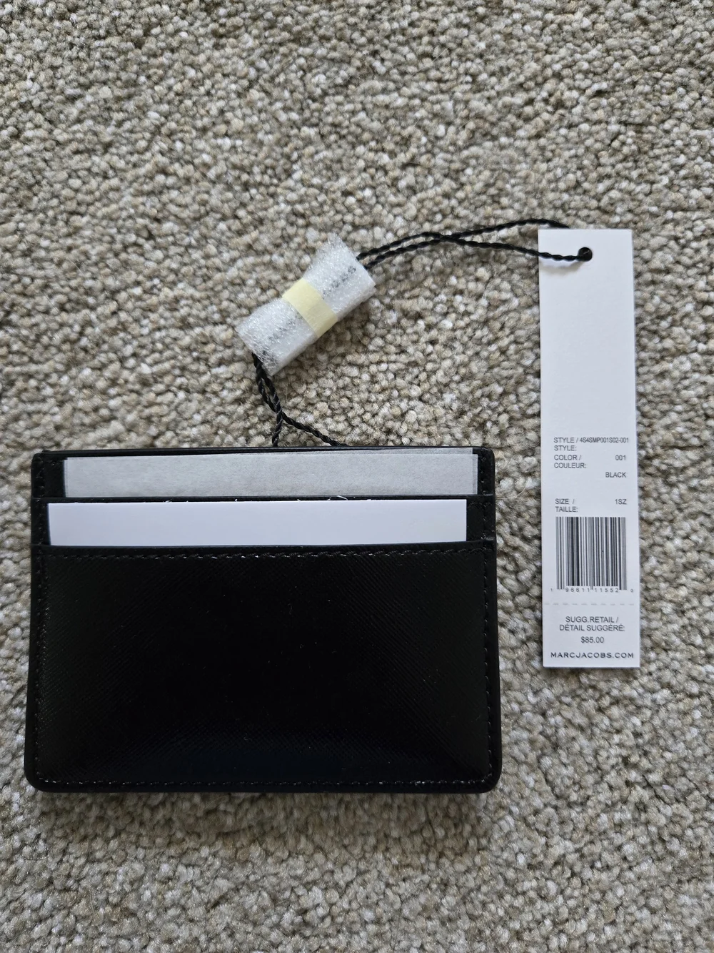 Marc Jacobs Black Leather Card Holder with Silver Logo